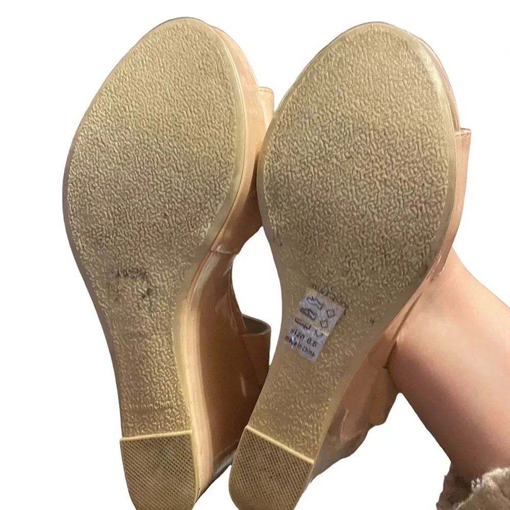MICHAEL ANTONIO PATENT NUDE WEDGES